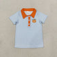RTS NO MOQ Sibling milk silk Polos For Kids Boys Embroidery Pumpkin Print Plaid Button Short Sleeve Casual Top