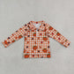NEW RTS NO MOQ milk silk BT1895 Baby Boys Long Sleeve Leaves Pumpkins Checked Fall Zip Pullovers Top