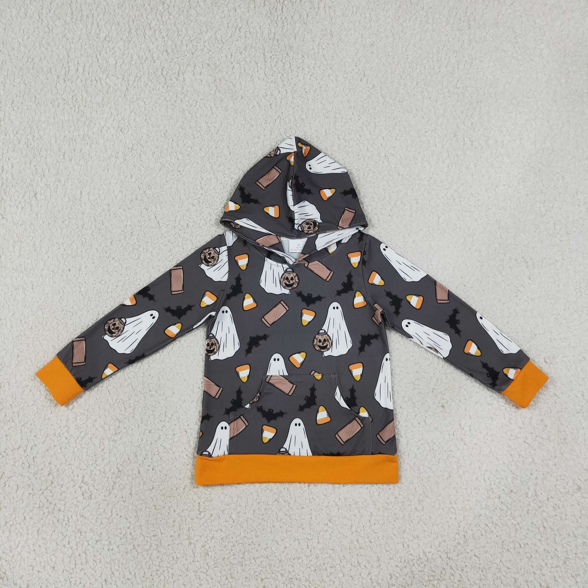 NEW RTS NO MOQ milk silk BT1898 Baby Boys Ghost Pumpkins Bats Halloween Pocket Hoodies Tops