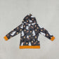 RTS NO MOQ Sibling milk silk Baby Boys Halloween Ghost Candy Bat Print Outfit Set Long Sleeve Top Pants Pajamas Hoodie Baby Zipper Romper Orange Trim Holiday Clothes