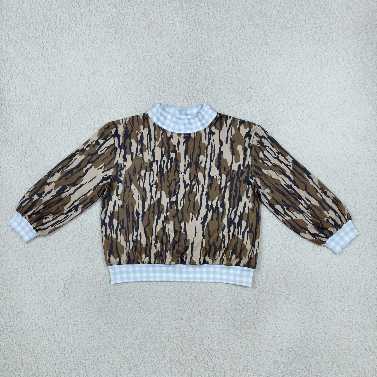 RTS NO MOQ Sibling milk silk High Neck Baby Boys And Girls Camo Long Sleeve Romper And Toddler Mock Neck Top（副本）
