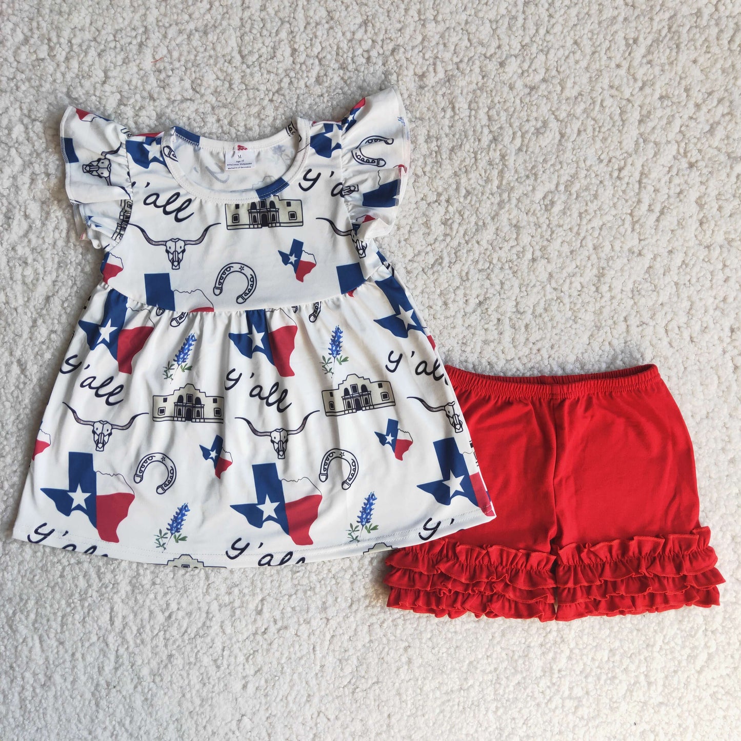 Red cartoon short-sleeved suit