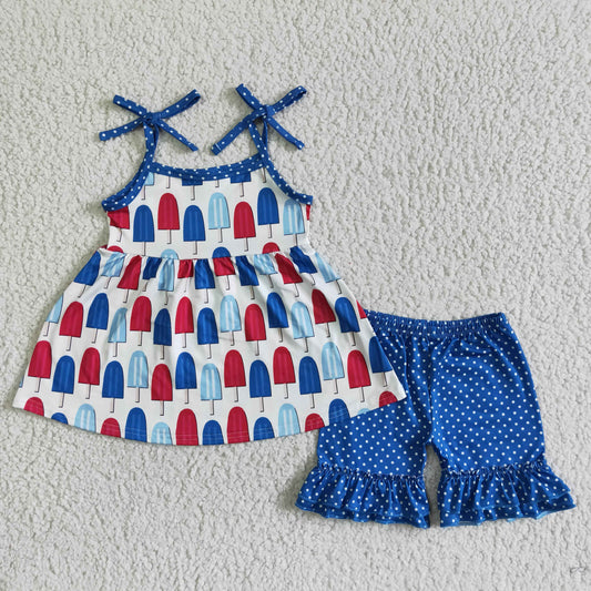 C14-2 popsicle strap blue shorts suit