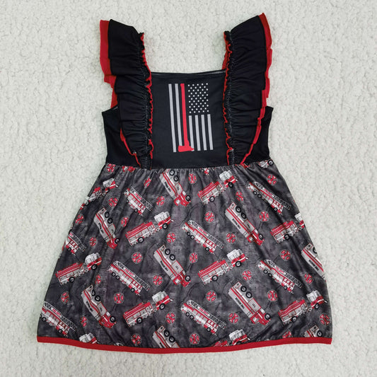 c15-17 fire truck girls dress