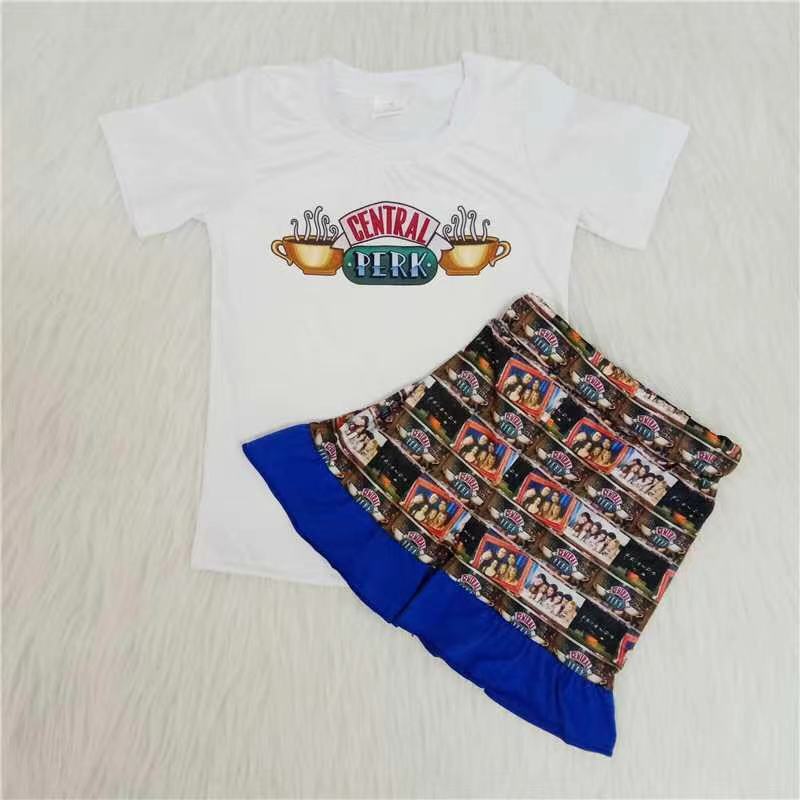 White short sleeve cartoon pants