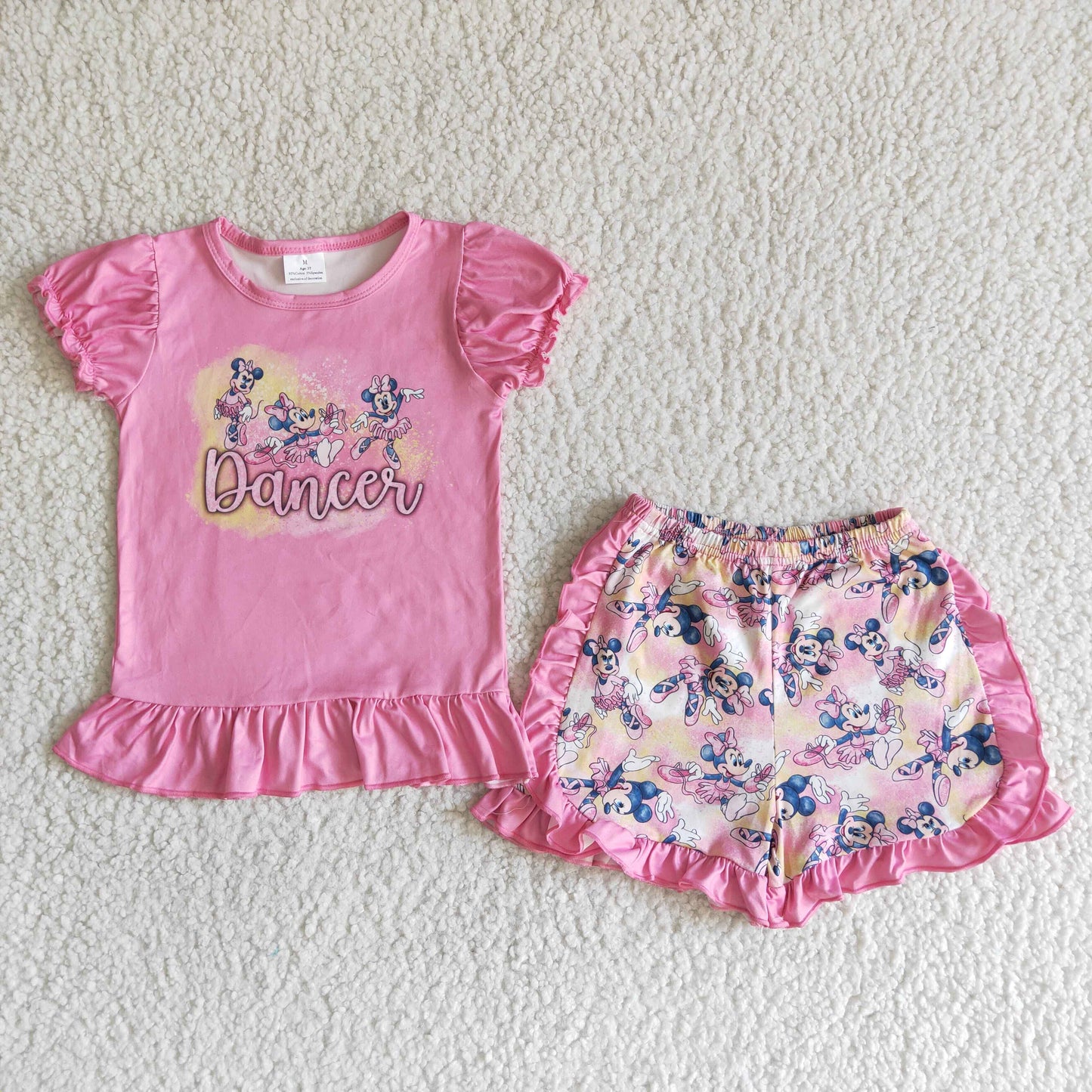 C4-27 cartoon pink short-sleeved shorts suit