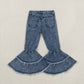 NEW RTS NO MOQ Denim C5-15 Washed Blue ruffle denim jeans
