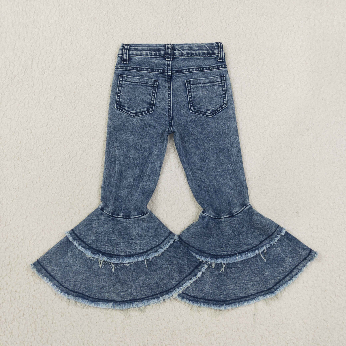 NEW RTS NO MOQ Denim C5-15 Washed Blue ruffle denim jeans