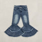 NEW RTS NO MOQ Denim C5-15 Washed Blue ruffle denim jeans