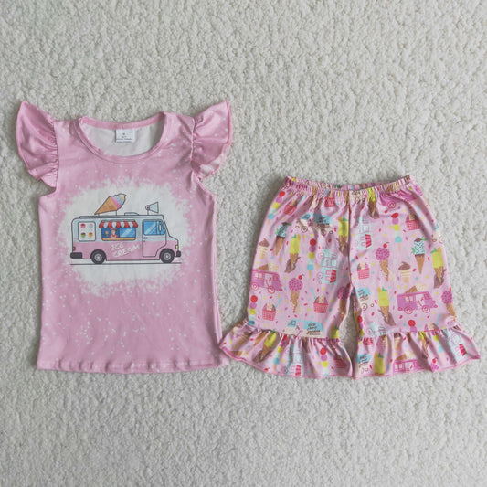 c6-11 pink flying sleeve girls suit