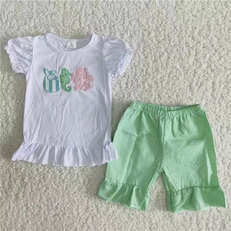 C6-21 cactus green shorts suit