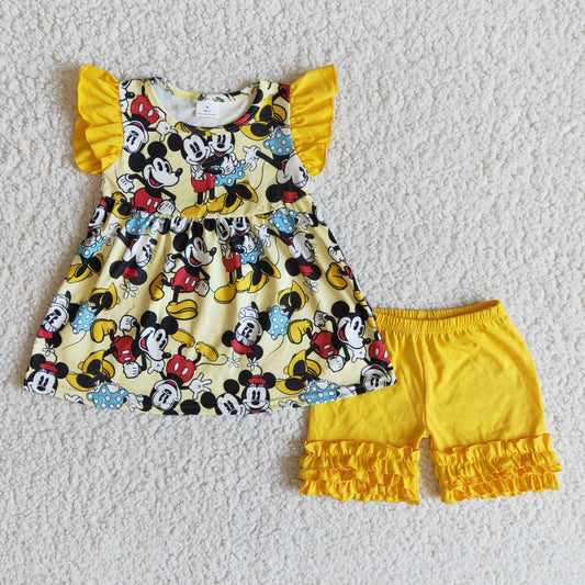 C8-3 Mickey yellow short-sleeved suit