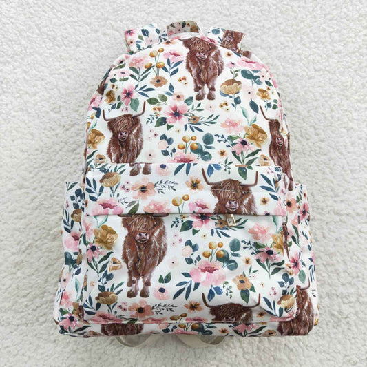 kids bags flower highland cow backpack back to school preschool bag bookbag