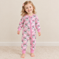 NEW RTS NO MOQ milk silk LR3125 Baby Girls Pink Stripe Santa Christmas Two Way Zip Convertible Rompers