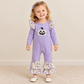 NEW RTS NO MOQ milk silk LR3221 Embroidery Flowers Ghost Pumpkin Baby Girls Halloween Ruffle Pant Rompers