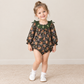 NEW RTS NO MOQ milk silk LR2728 Embroidery Deer Baby Girls Green Leaves Camo Hunting Bows Romper
