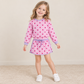 NEW RTS NO MOQ milk silk GLD1763 Baby Girls Pink Lavender Polka Dots Long Sleeve Top Skirt Short Clothes Set