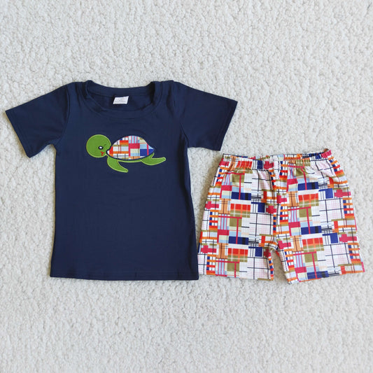 D5-12 Turtle short sleeve shorts suit