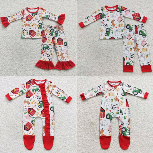 farm Zip Sleeper romper with feet jumpsuit match pajamas sets baby clothes