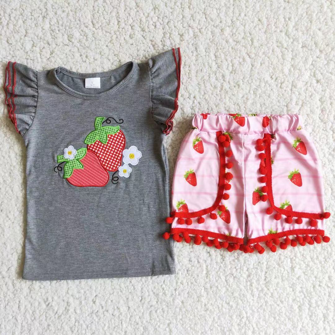 Strawberry short sleeve suit