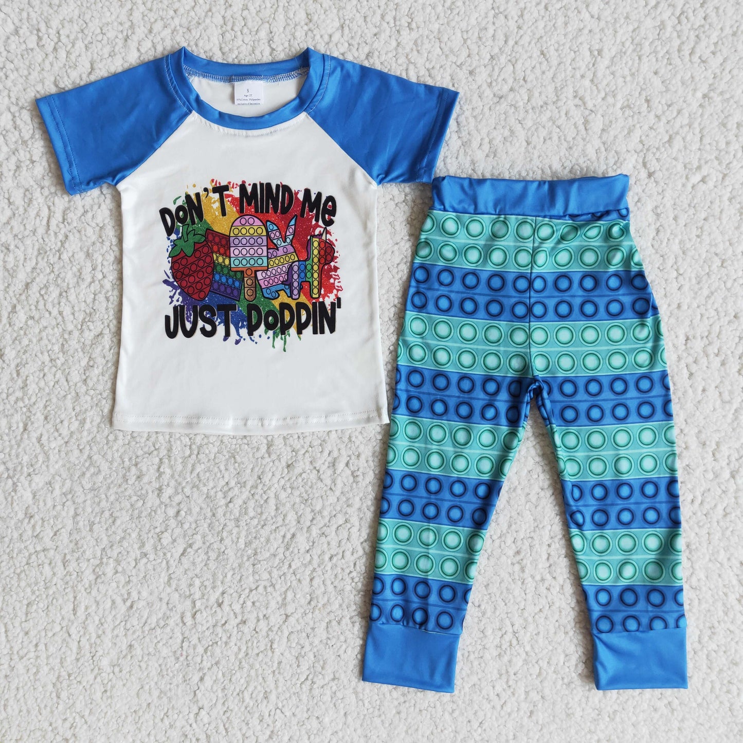 Boys short-sleeved blue suit