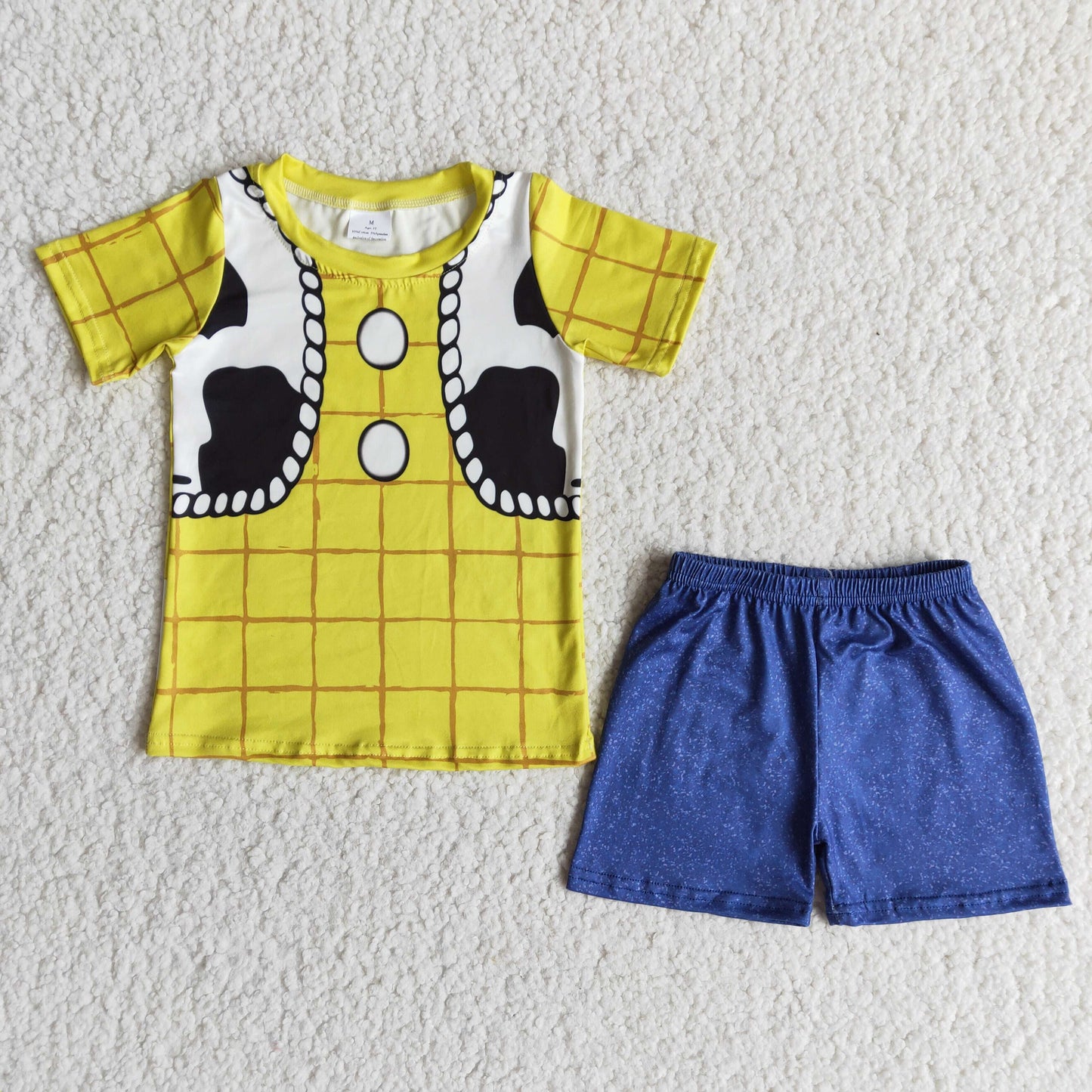 E10-30 boys cow pattern short-sleeved shorts suit