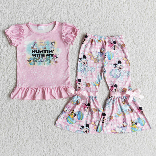 Pink short-sleeved Mickey pants