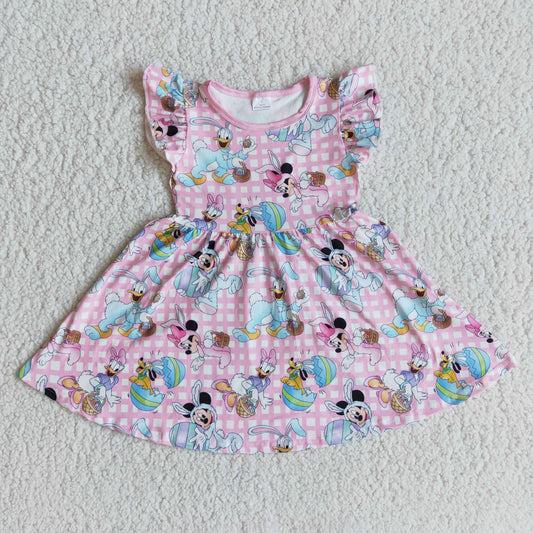 Mickey Flying Sleeves Pink Cartoon Skirt