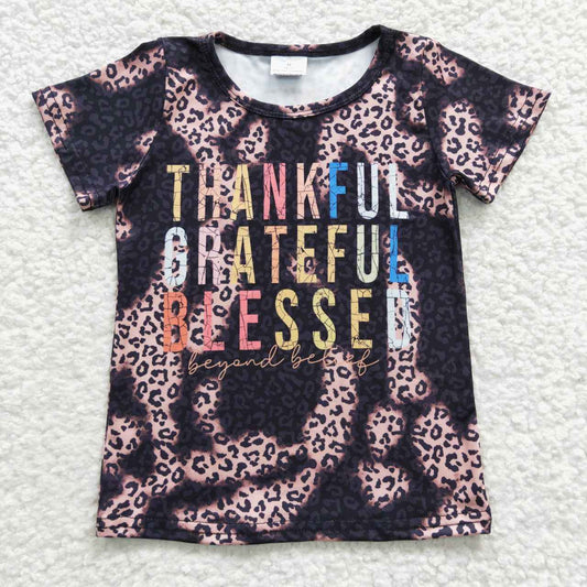 thankful grateful blessed girl t-shirt short sleeve top