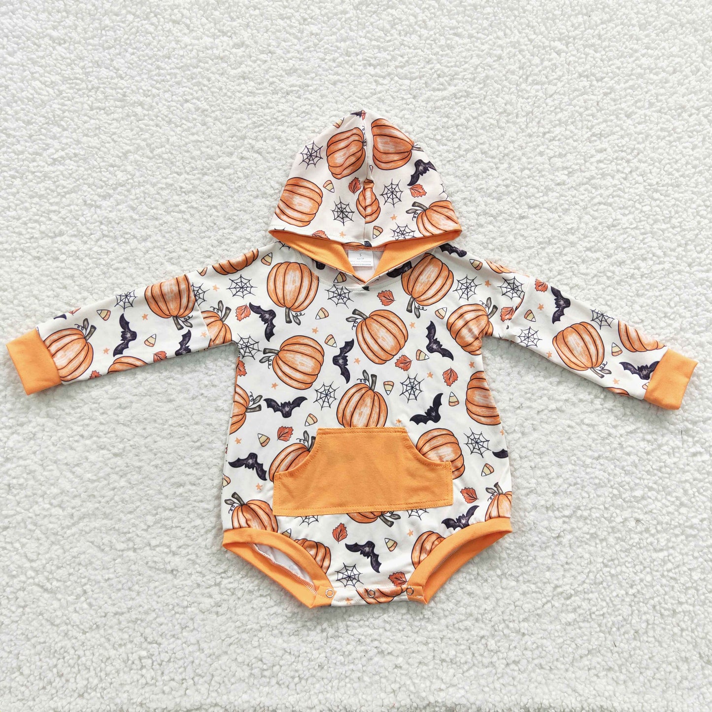 halloween bubble pumpkin baby hooded romper