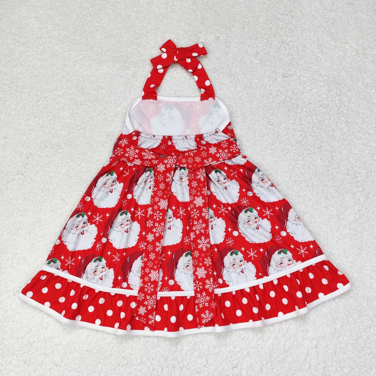 GSD1345 Santa Claus Snowflake Polka Dot Red Lace Sleeveless Dress