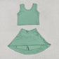 4.21 GSD1984 Solid light green sleeveless skirt yoga set