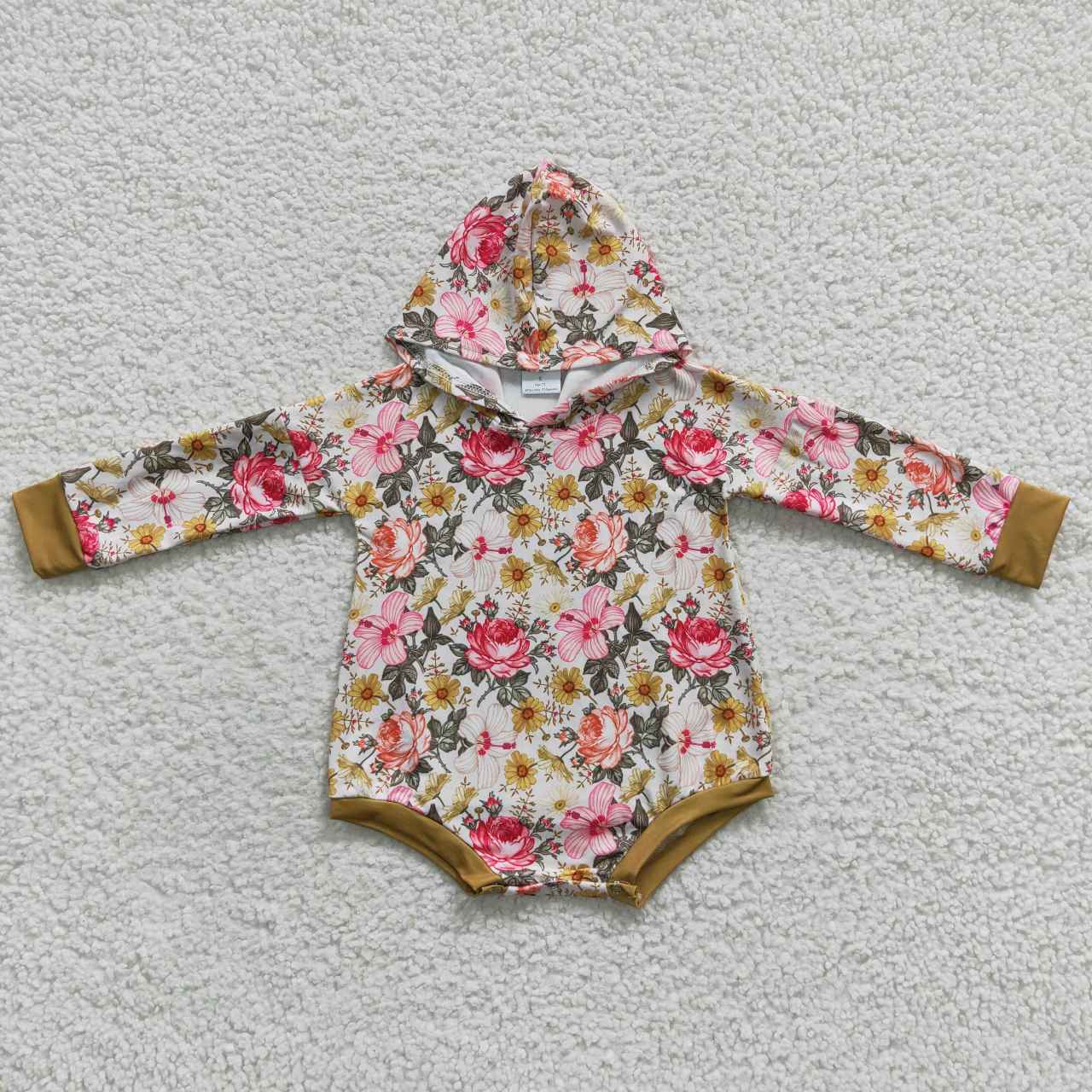 floral bubble long sleeve baby girls romper