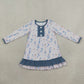 NEW RTS NO MOQ milk silk GLD0874 Baby Girls Blue Pink Soldier Dancers Button Ruffle Knee Length Dresses