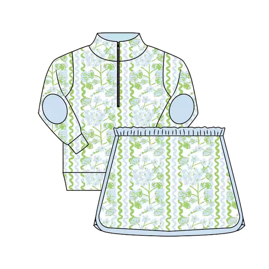 3.6GSD1017 Green skirt and pants suit