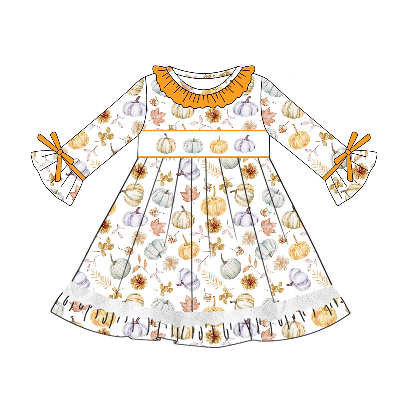 5.12GLD1038 Pumpkin Long Sleeve Dress