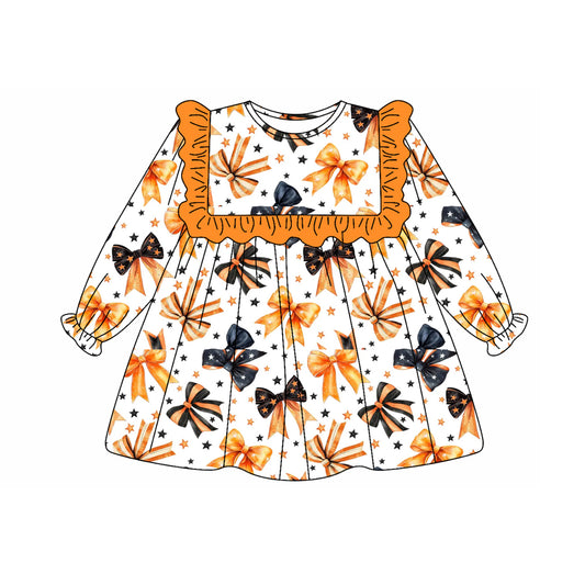 5.14GLD1044 Orange Bow Dress