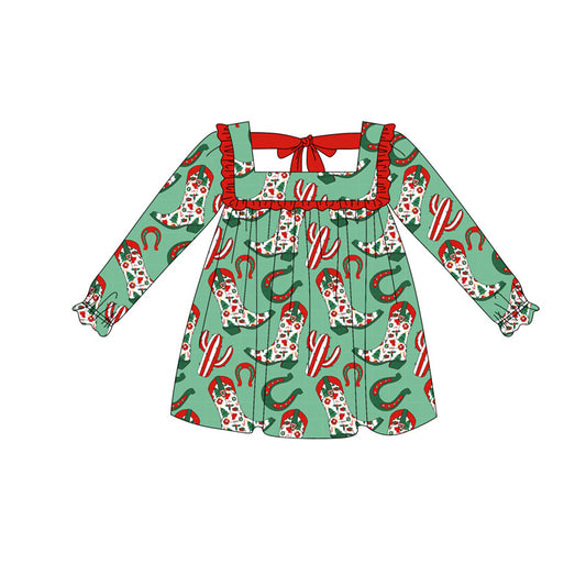 5.17GLD1056 Boots Green Doll Collar Dress