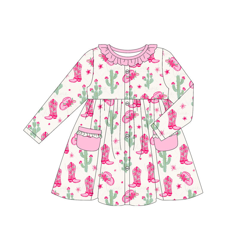 5.17GLD1063 Cactus Long Sleeve Dress