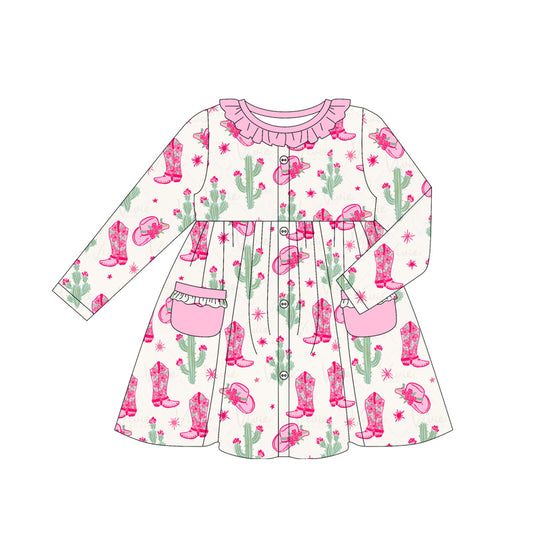 5.17GLD1063 Cactus Long Sleeve Dress