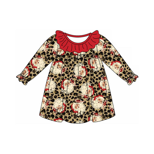 5.17GLD1065 Santa Claus leopard print long-sleeved dress