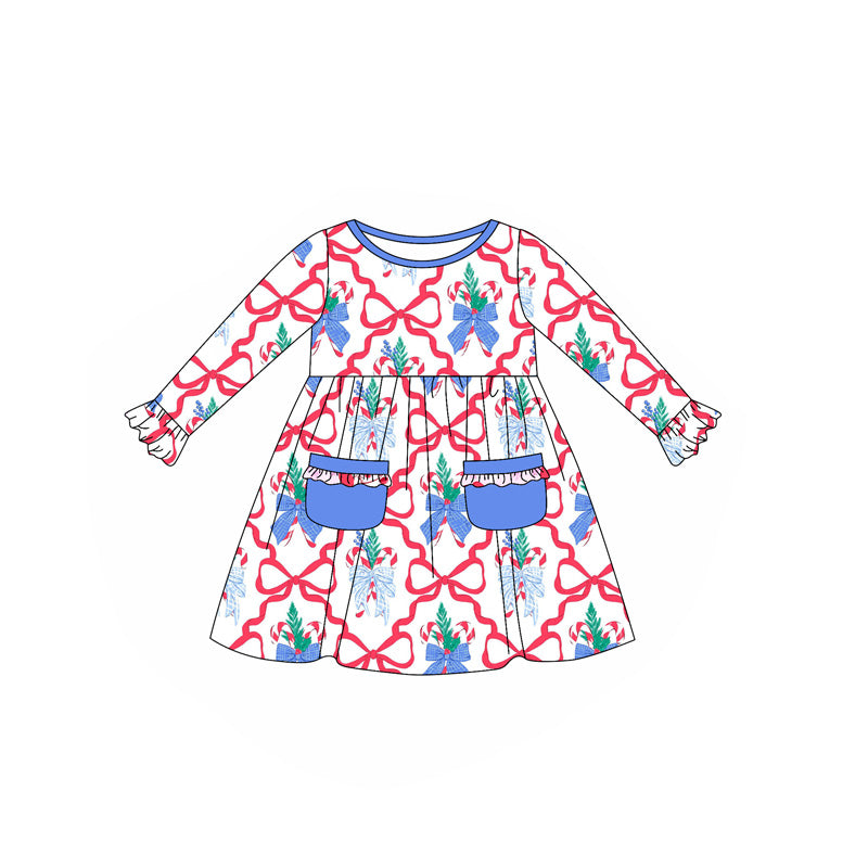 5.21GLD1069 Christmas bow long-sleeved dress