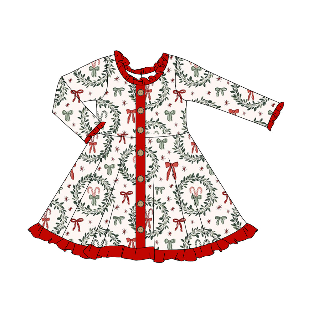 5.27GLD1082 Christmas bow long-sleeved dress