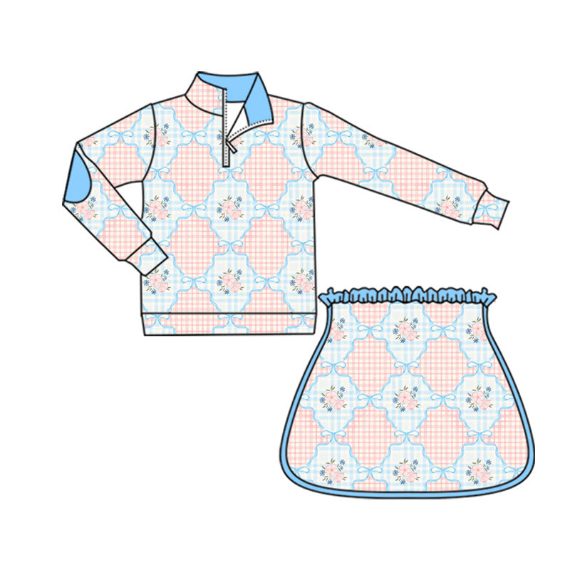 5.30 GLD1095 blue plaid yoga suit