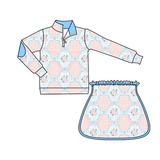 5.30 GLD1095 blue plaid yoga suit