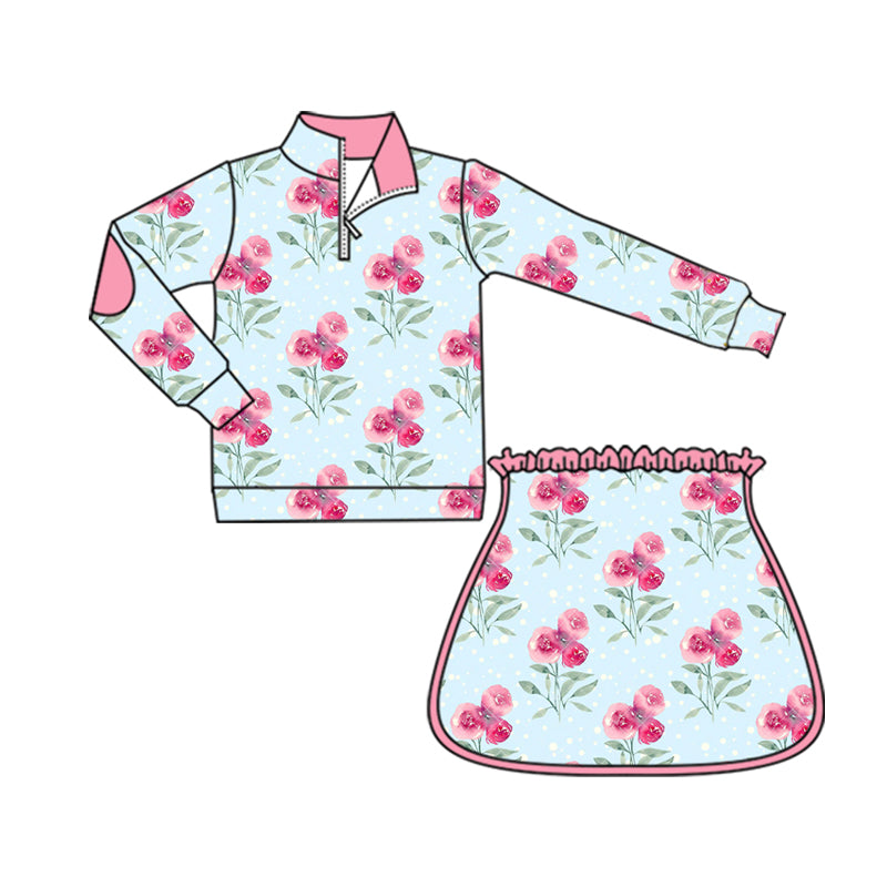5.30 GLD1099 Rose red flower long-sleeved yoga suit