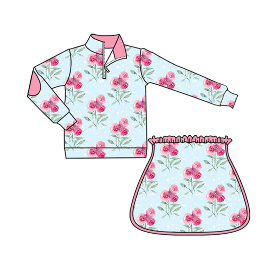 5.30 GLD1099 Rose red flower long-sleeved yoga suit