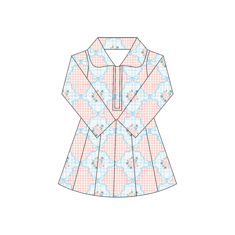 5.30 GLD1101 Plaid floral long-sleeved yoga dress