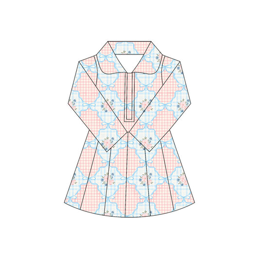 5.30 GLD1101 Plaid floral long-sleeved yoga dress