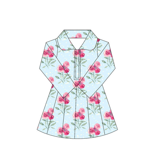 5.30 GLD1105 Rose red flower long-sleeved yoga dress